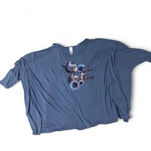 WynneLayers Women Blue Graphic Batwing Sleeve Top Make Yourself the Priority XL